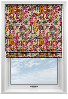 Hollihocks, Burgundy - Twist&Fit Roman Blind